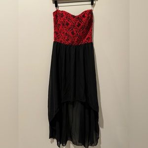 Shasa L Black & Red Strapless High Low Dress